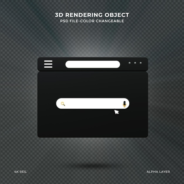 Minimalistisk, realistisk, tom 3D-sökfält på rosa bakgrund, webbsök-koncept, 3D-rendera