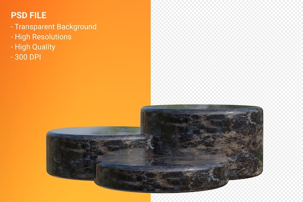Minimalistisk svart marmorpodium isolert for presentasjon av kosmetikkprodukter