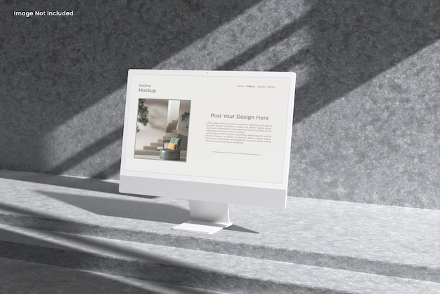 PSD minimalistyczna makieta ekranu komputera stacjonarnego