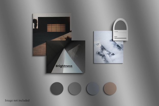 Minimalistyczna makieta moodboard z nakładką cieni