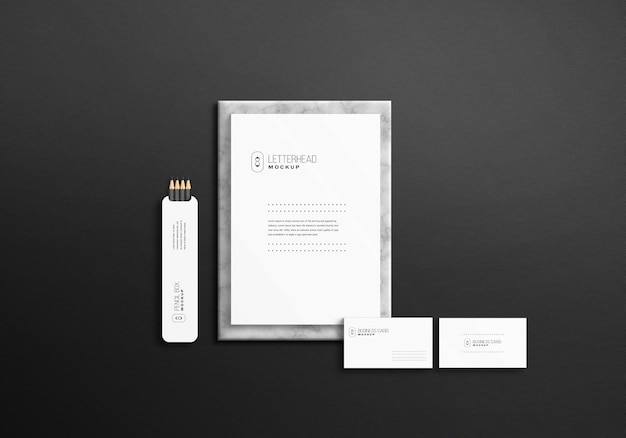 PSD minimalistyczny biały stacjonarny zestaw makieta psd