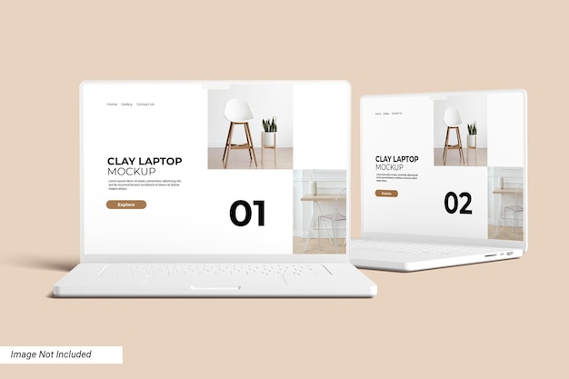 Minimalistyczny model ekranu laptopa z gliny