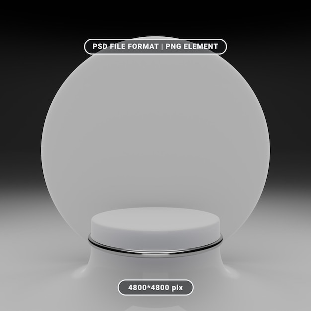 Minimalistyczny szary wyświetlacz 3D na podium dla wystawy produktów