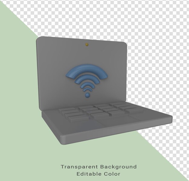 Minimalna Ilustracja 3d Ikona Bezprzewodowego Laptopa Koncepcja Internetu Rzeczy Z Połączeniem Bezprzewodowym