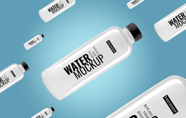 PSD minimalna reklama makiety butelki z wodą