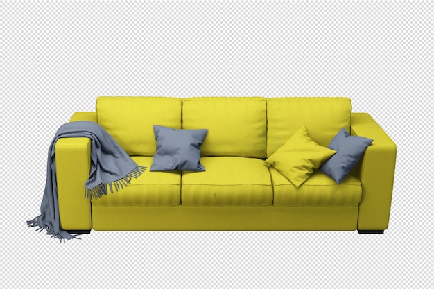 Minimalna Sofa W Salonie W Renderowaniu 3d Na Białym Tle