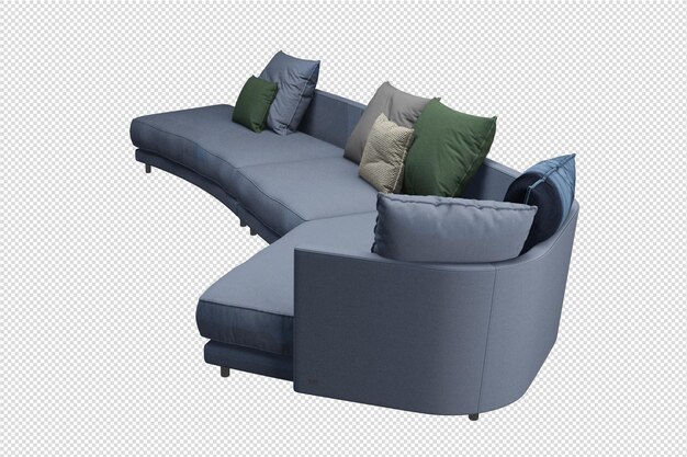 Minimalna Sofa W Salonie W Renderowaniu 3d Na Białym Tle