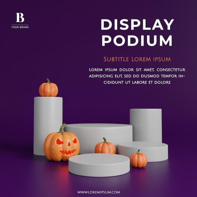 Minimalne Podium Na Halloween Z Pompikiem Do Renderowania 3d W Tle Produktu