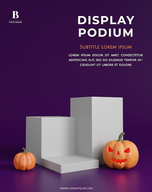 PSD minimalne podium na halloween z pompikiem do renderowania 3d w tle produktu