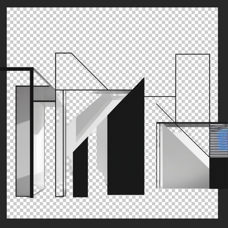 PSD minimalne wektorowe elementy fotografii architektonicznej na białym tle