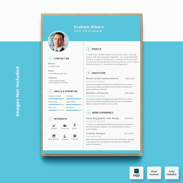 Minimalny Niebieski Szablon Cv Cv