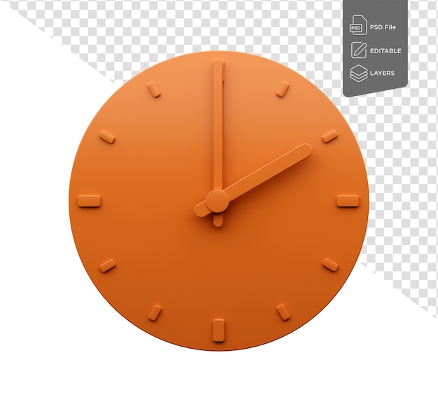 Minimalny Pomarańczowy Zegar 0200 Dwa O39clock 1400 Na Białym Tle Ilustracja 3d