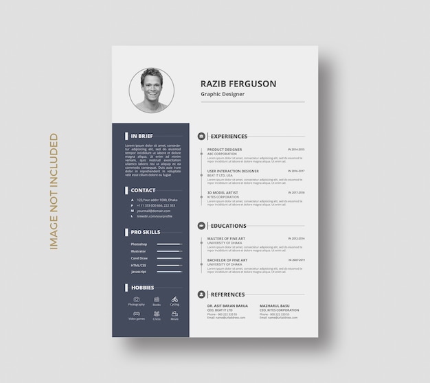 PSD minimalny projekt szablonu cv cv curriculum vitae