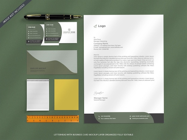 Minimalny szablon makiety zestawu papeterii PSD premium