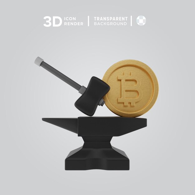 PSD Добыча биткойна 3d иллюстрация отображение 3d икона цветный изолированный