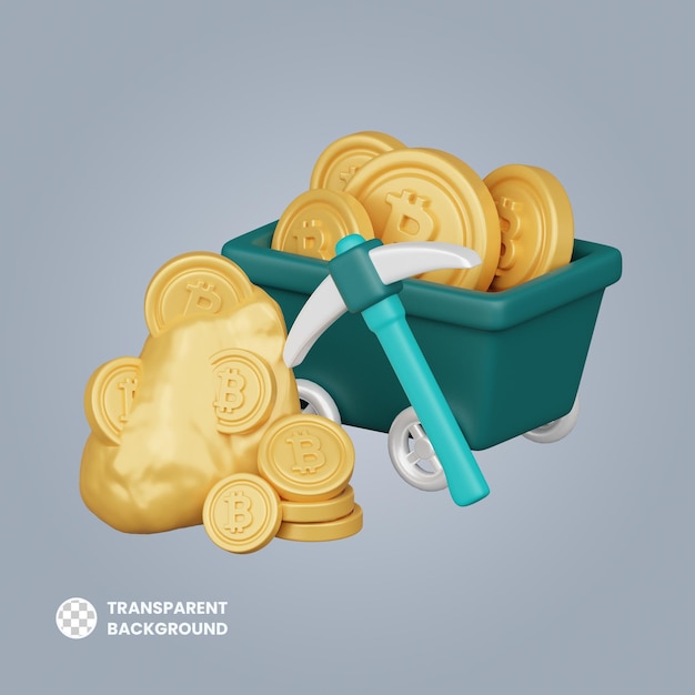 PSD mining rig 3d cryptocurrency investment icon