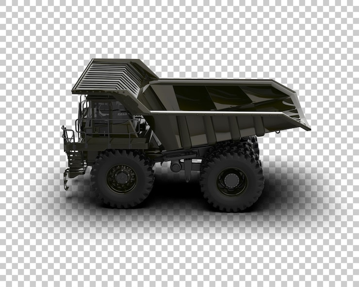 PSD mining truck isolated on background 3d rendering illustration
