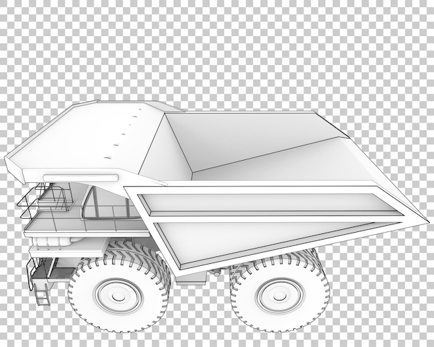 투명 한 배경 3d 렌더링 그림에 광산 트럭