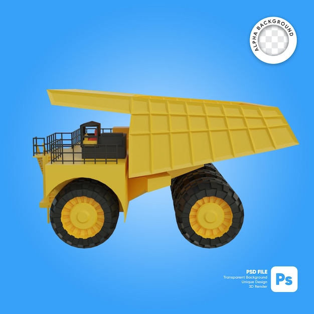 PSD mining truck side view 3d object