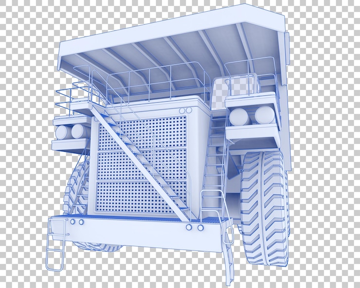 PSD mining truck on transparent background 3d rendering illustration
