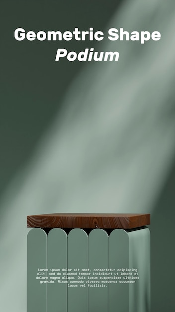 mint green wall background 3d rendering empty space wood textured block podium in portrait