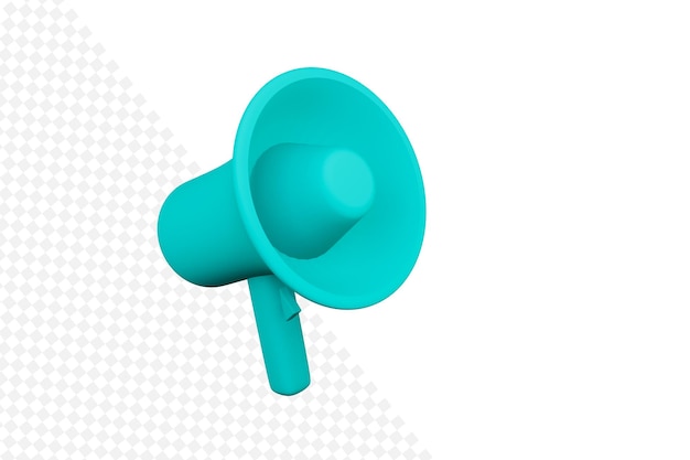 A mintcolored megaphone on a white background 3d rendering