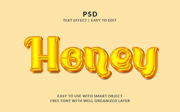 PSD miód 3d edytowalny efekt tekstowy styl psd