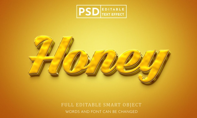 Miód 3d edytowalny szablon z efektem tekstowym psd premium