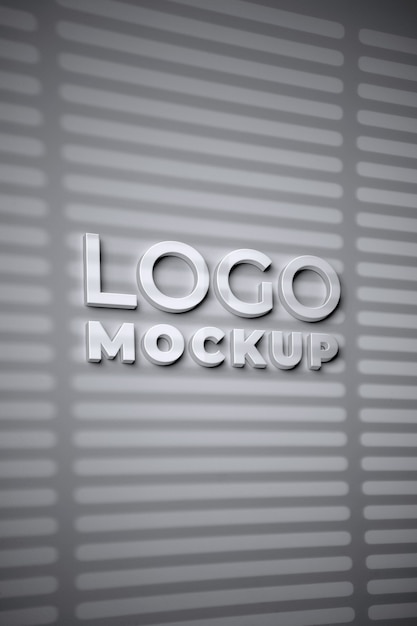 PSD mirror logo on wall with blinds shadows