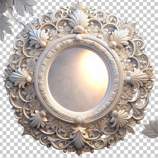 A mirror with a white frame