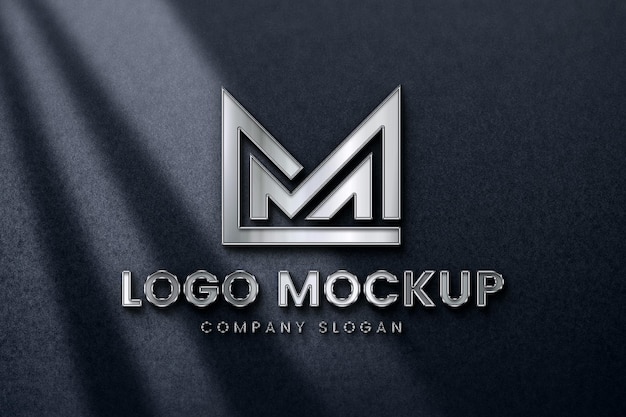 PSD mirrored 3d wall logo mockup