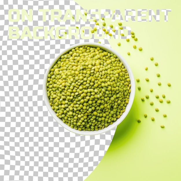 PSD miska zielonego groszka z białą miską na zielonym tle