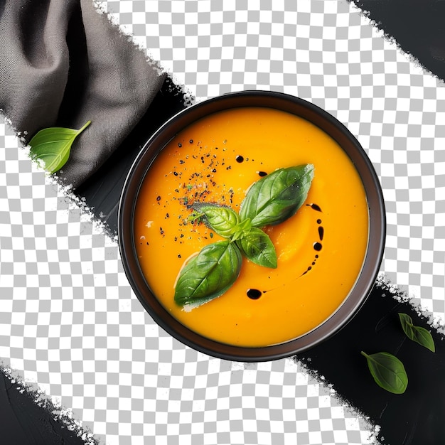 PSD miska zupy z zielonym liściem