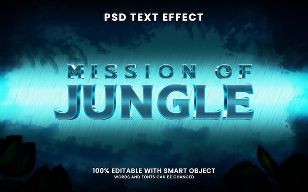 Missie in filmische stijl van jungle 3d-teksteffectsjabloon