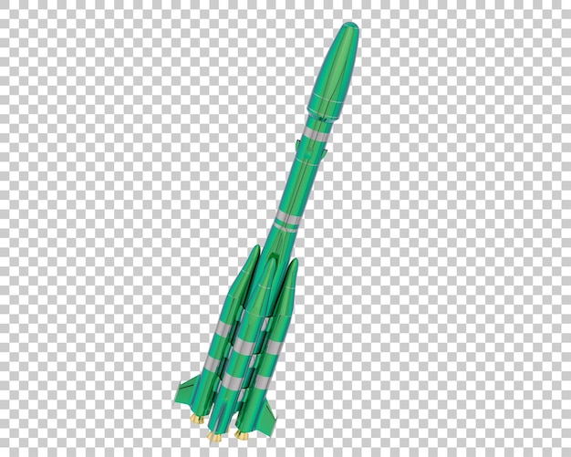 Ракета изолирована на прозрачном фоне 3d рендеринг иллюстрации