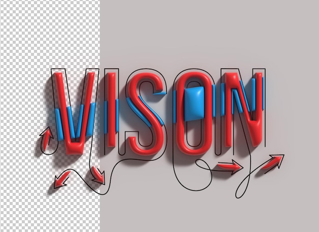 Missione lettering 3d line art design trasparente del carattere psd