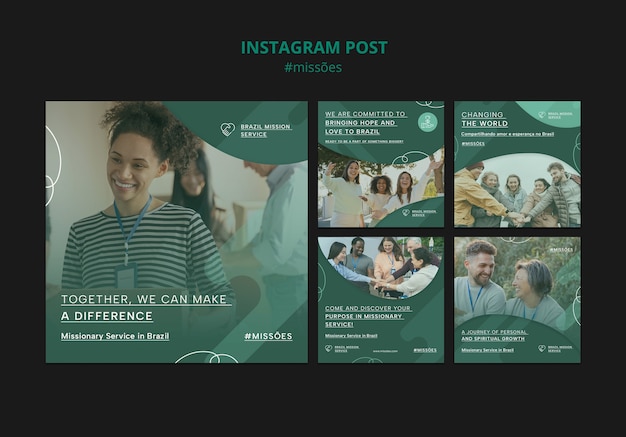 PSD missoes instagram post template set