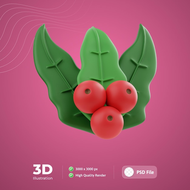 PSD mistletoe 3d illustratie voor web app infographic enz.