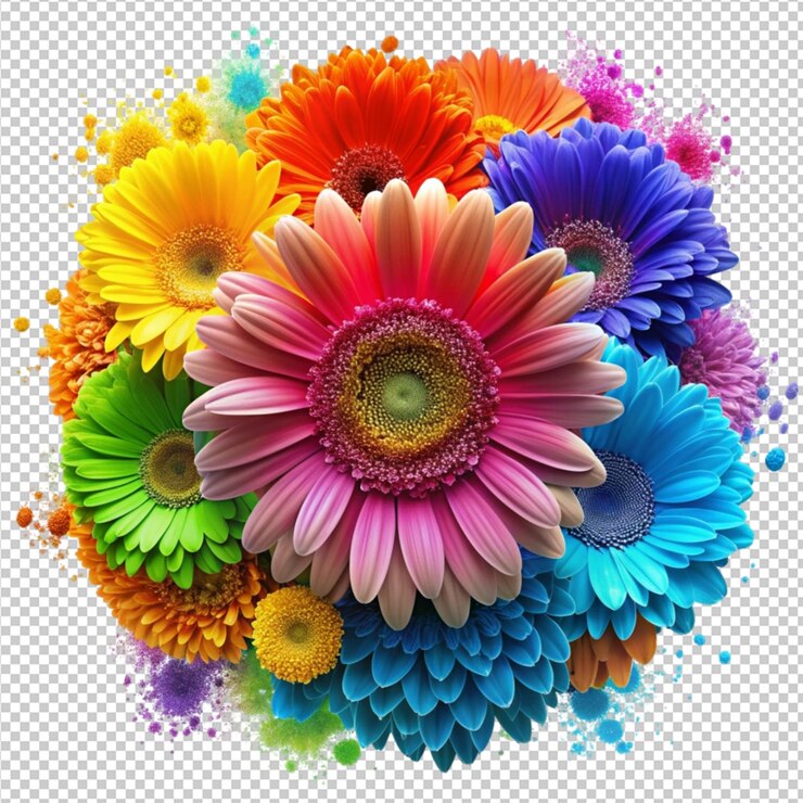PSD mix of colors on transparent background