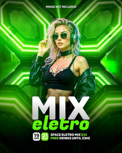 mix eletro party social media event flyer template