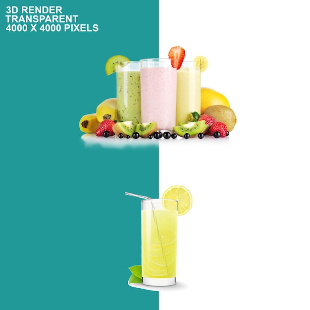 mix fruit fresh juice transparent background
