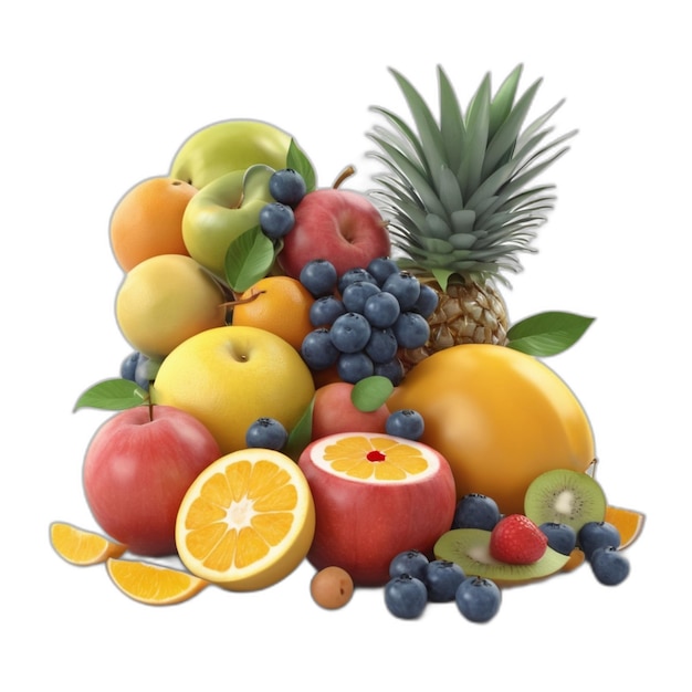 PSD mix fruit psd on a white background