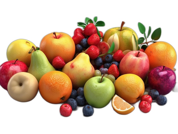 Mix fruit psd on a white background