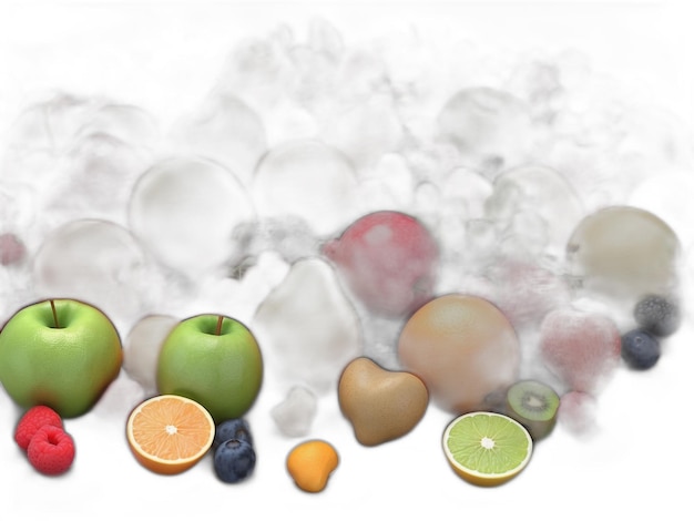 Mescolare il psd di frutta su uno sfondo bianco