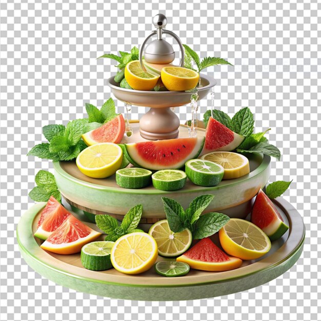 PSD miscelare frutta in fontana png