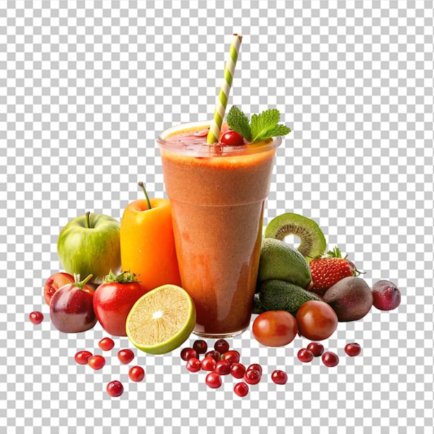 PSD mix fruits juice on transparent background