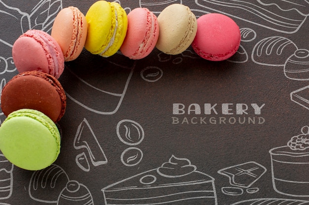 Mix of macarons with mock-up