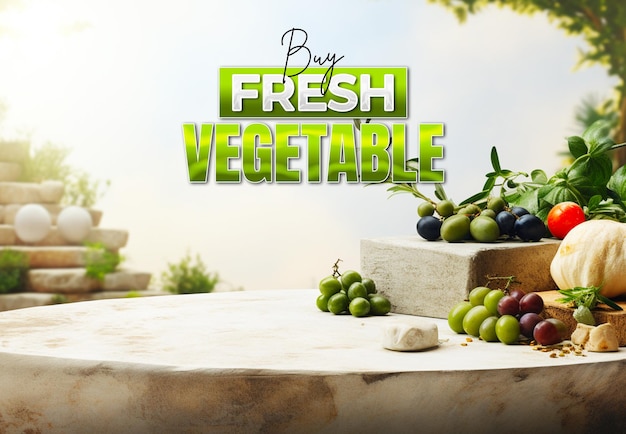 PSD mixed buy fresh vegetable background for product display