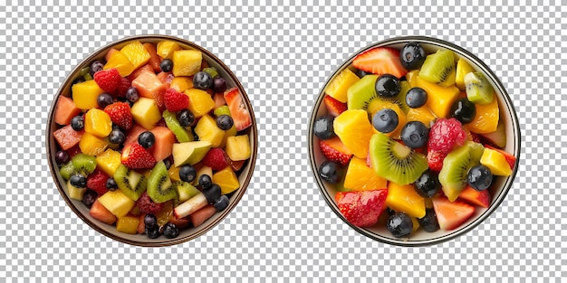 PSD mixed fruit salad isolated on a transparent background png top view