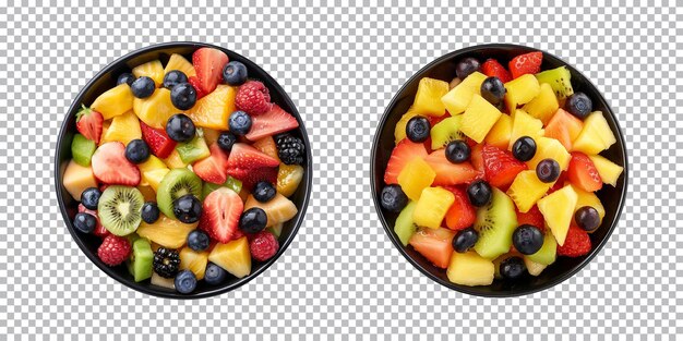 Mixed fruit salad isolated on a transparent background png top view